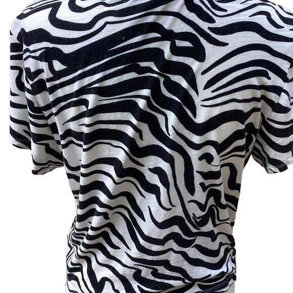 Sanctuary Women's Zebra Stripe Twist Front Short Sleeve Crewneck Top XL - Picture 4 of 8